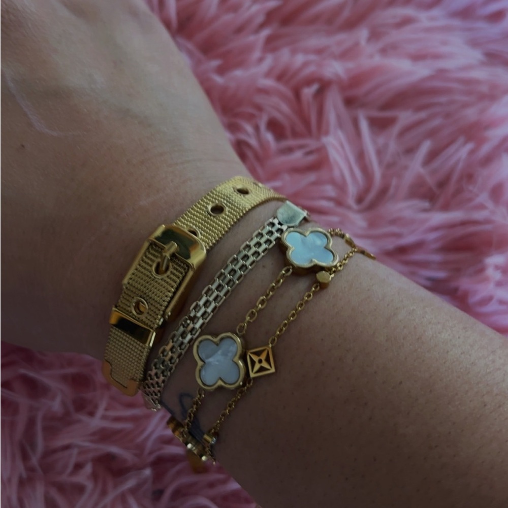 Gold and White Bracelet Set